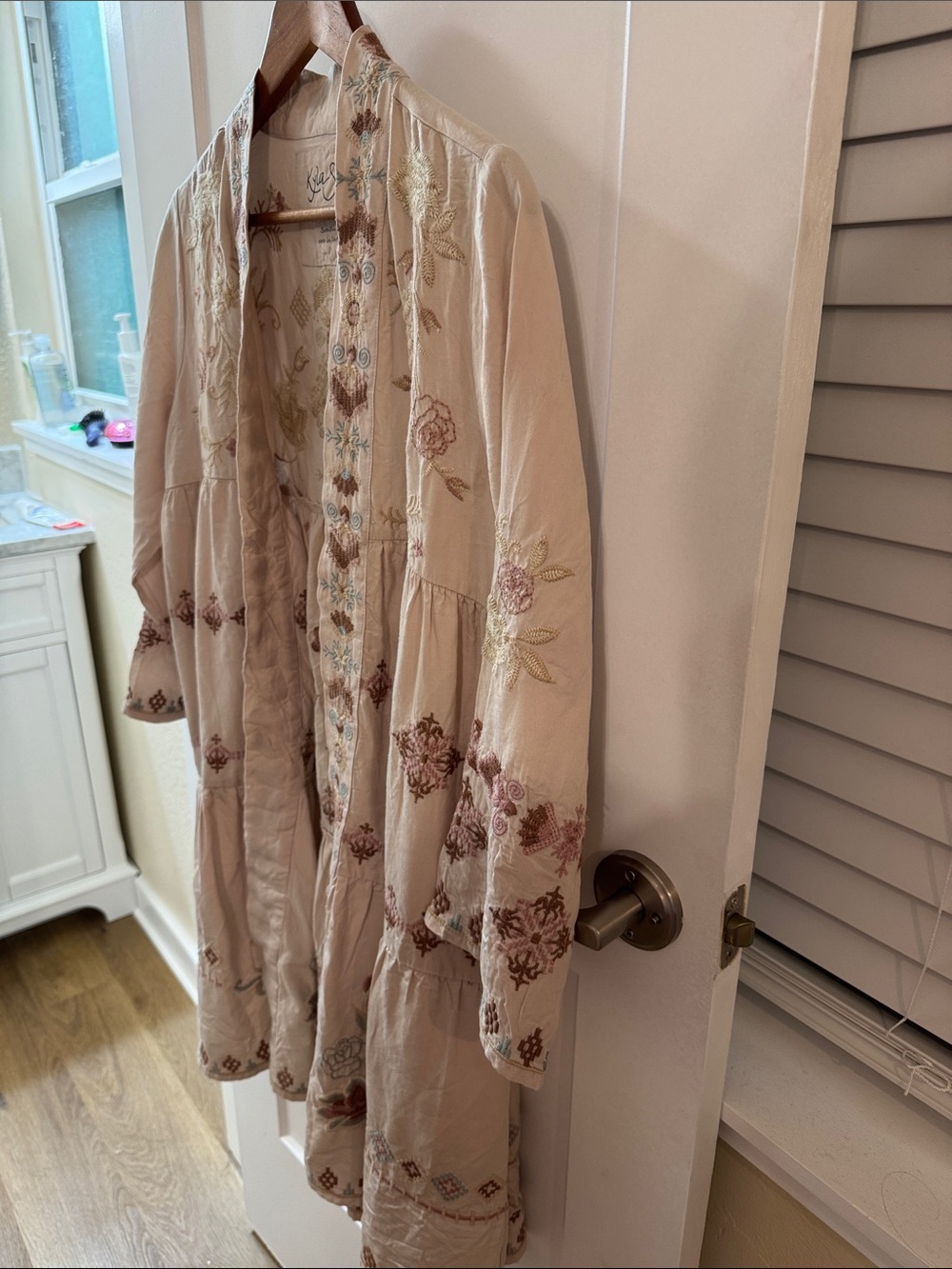 Kyla Seo Handmade Embroidered Boho Duster Jacket Cardigan Small Made in India - Picture 4 of 7